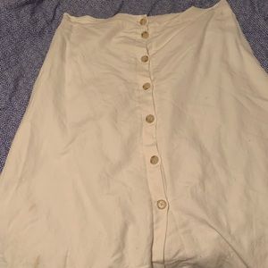 Loft button down white midi skirt